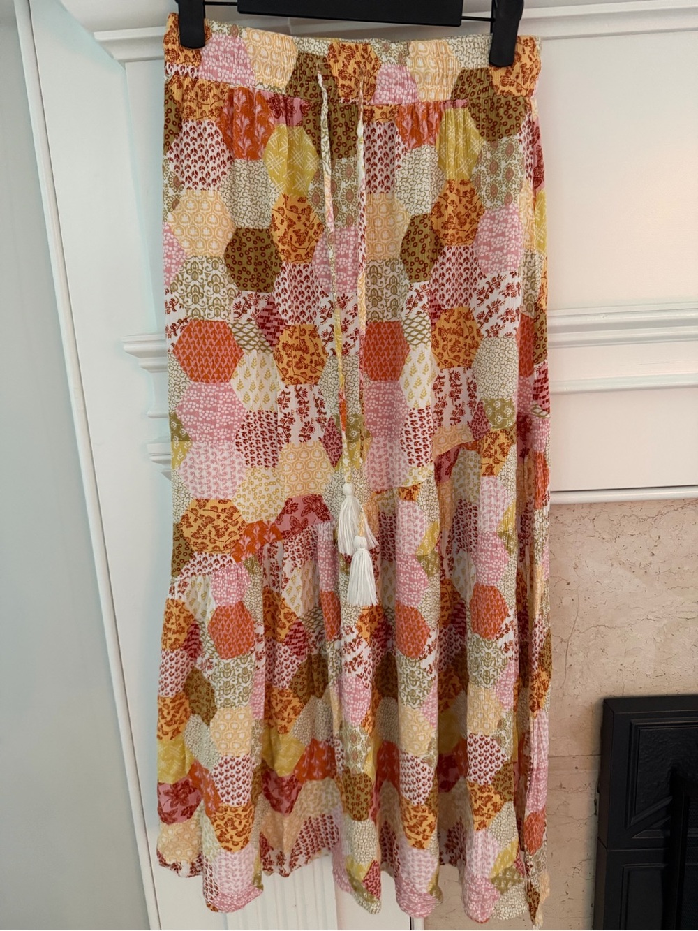 Altar'd State Pink, Orange & Yellow Patchwork Maxi Skirt